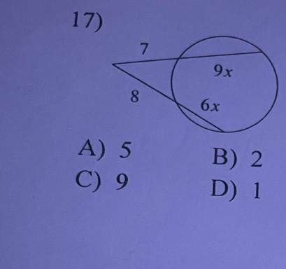 A) 5
B) 2
C) 9
D) 1