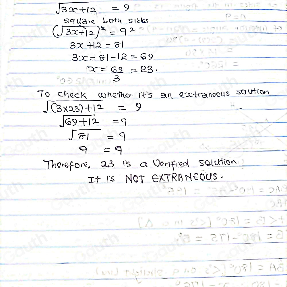 Solved: Solve for x and show your steps. Is the solution extraneous ...