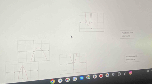 Parabolas with 
minimums 
Parabolas with 
maximums