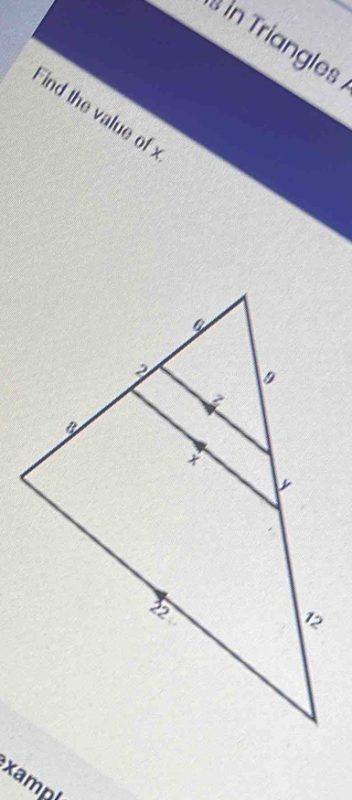 « in Triangles 
Find the value of 
xampl