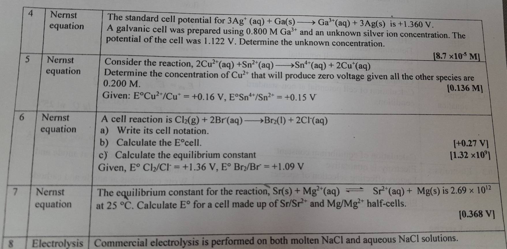 Electrolysis Commercial electrolysis is performed on both molten NaCl and aqueous NaCl solutions.