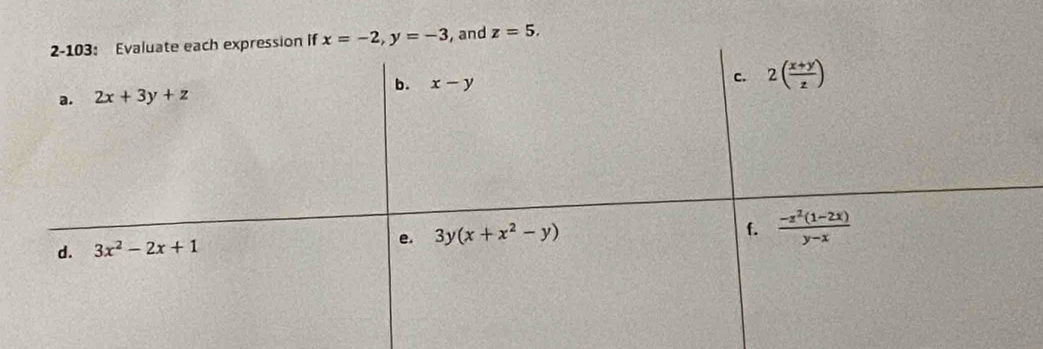 x=-2,y=-3 , and z=5.