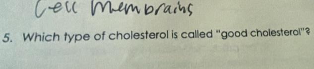 Which type of cholesterol is called “good cholesterol”?