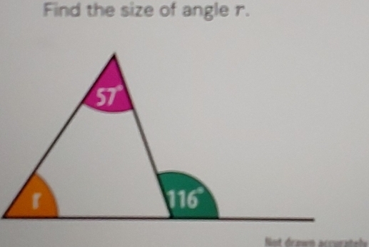 Find the size of angle r.
t dr mn a r cur