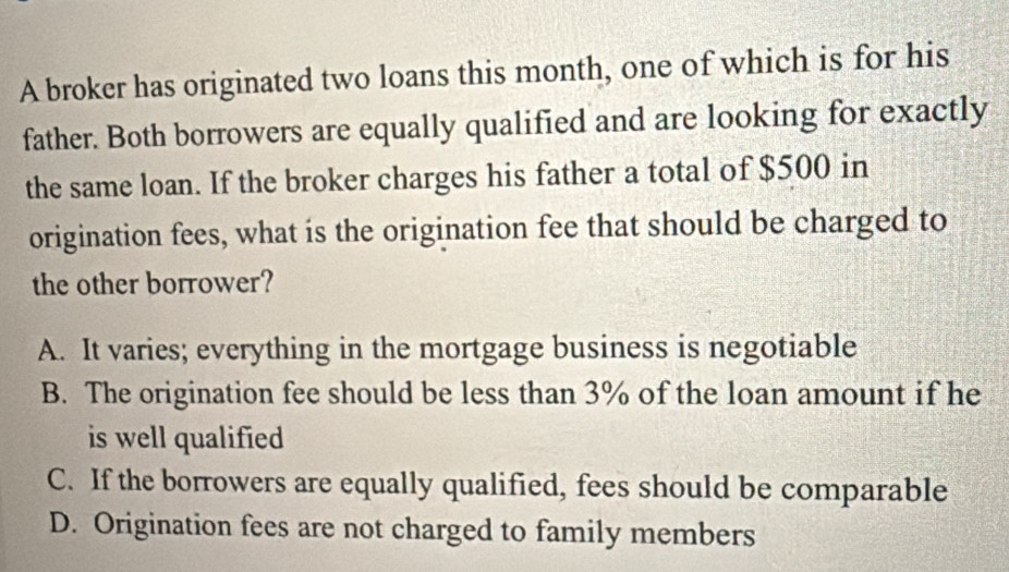 Solved: A broker has originated two loans this month, one of which is ...