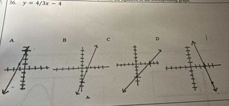 y=4/3x-4
A 
B 
C 
D