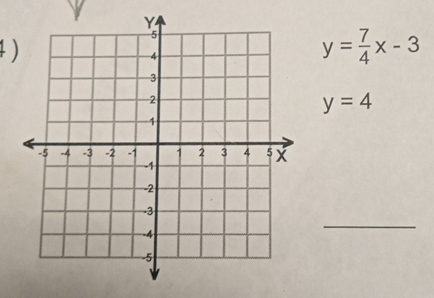 1 ) y= 7/4 x-3
y=4
_