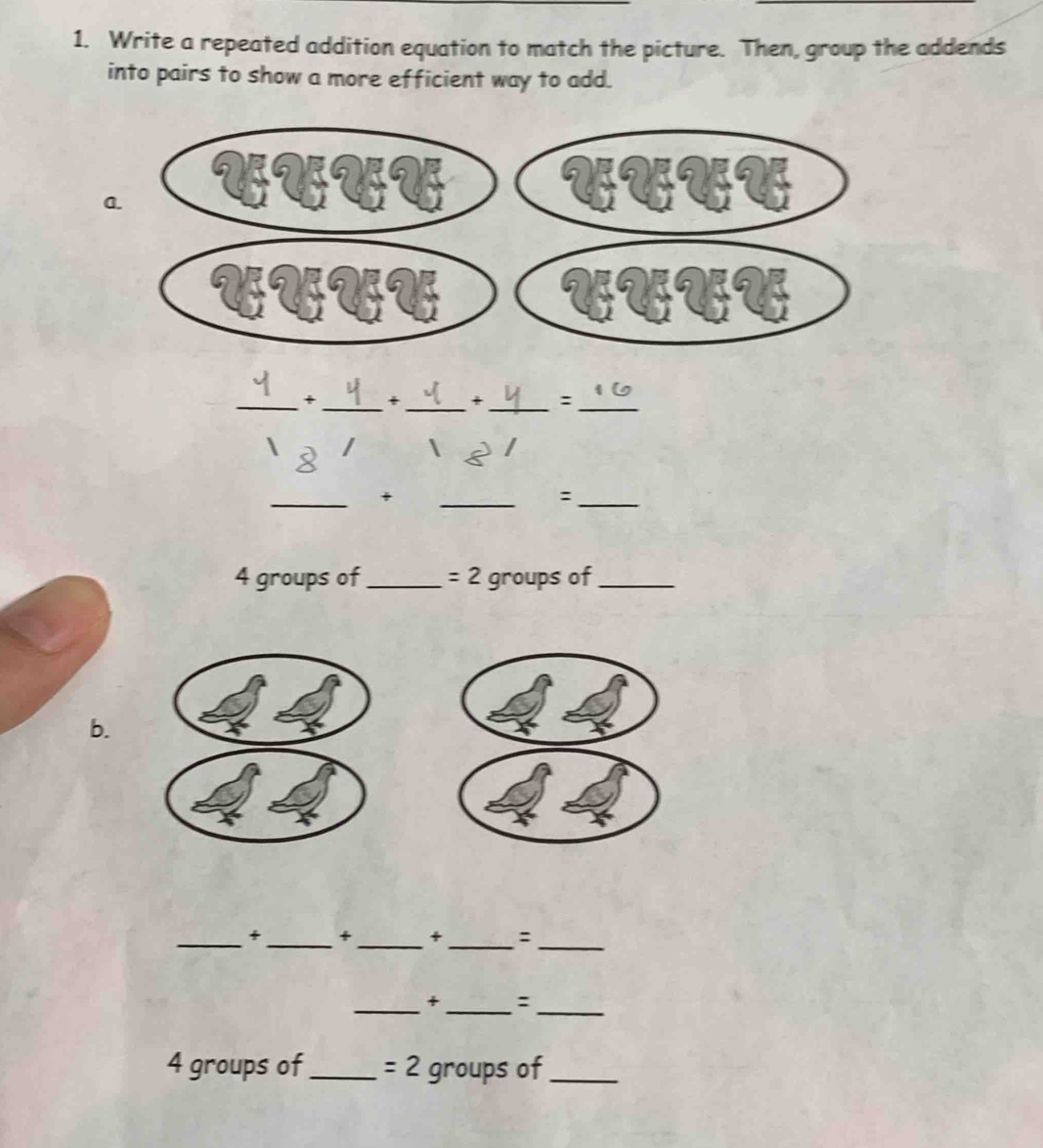 Solved: Write a repeated addition equation to match the picture. Then ...