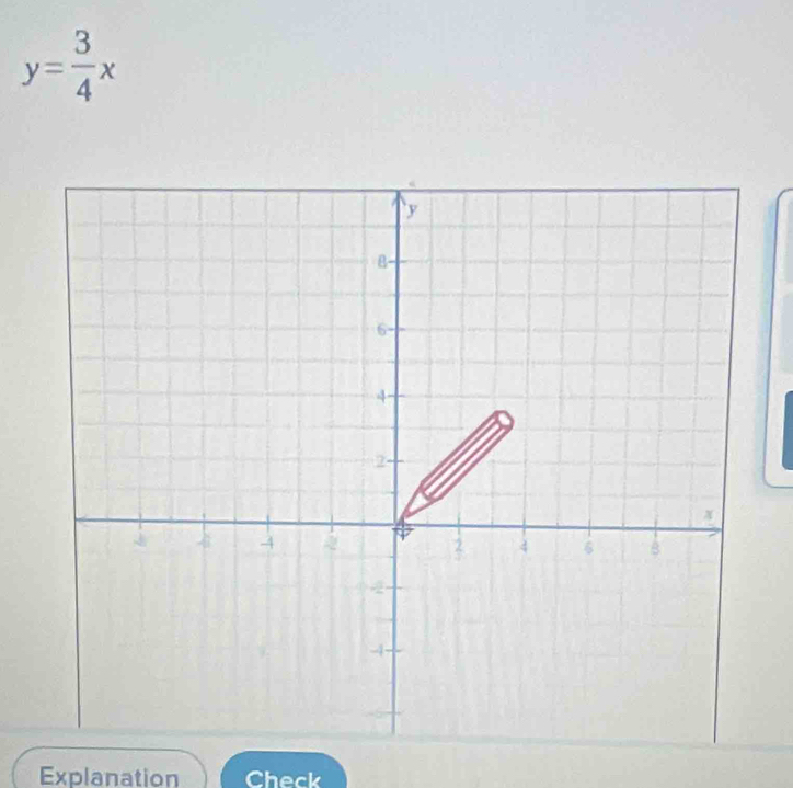 y= 3/4 x
Explanation Check