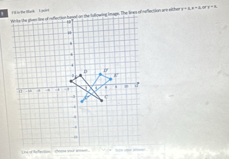 Fill in the Blank 1 point ,or y=x.
y=a,x=a