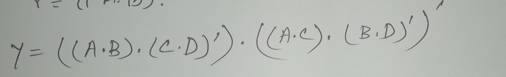 r=(1
y=((A· B)· (C· D)')· ((A· C)· (B· D)')