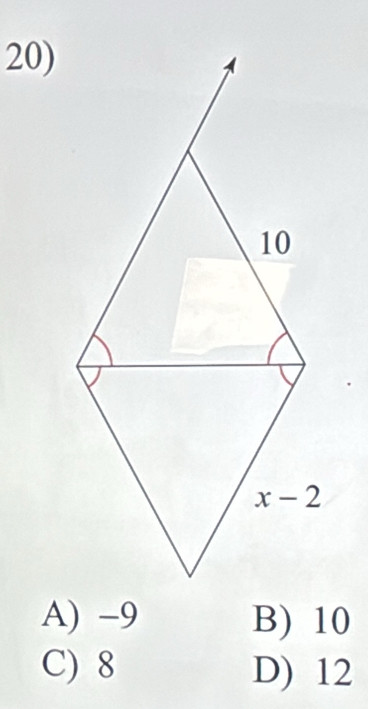 A) -9 B) 10
C) 8 D) 12