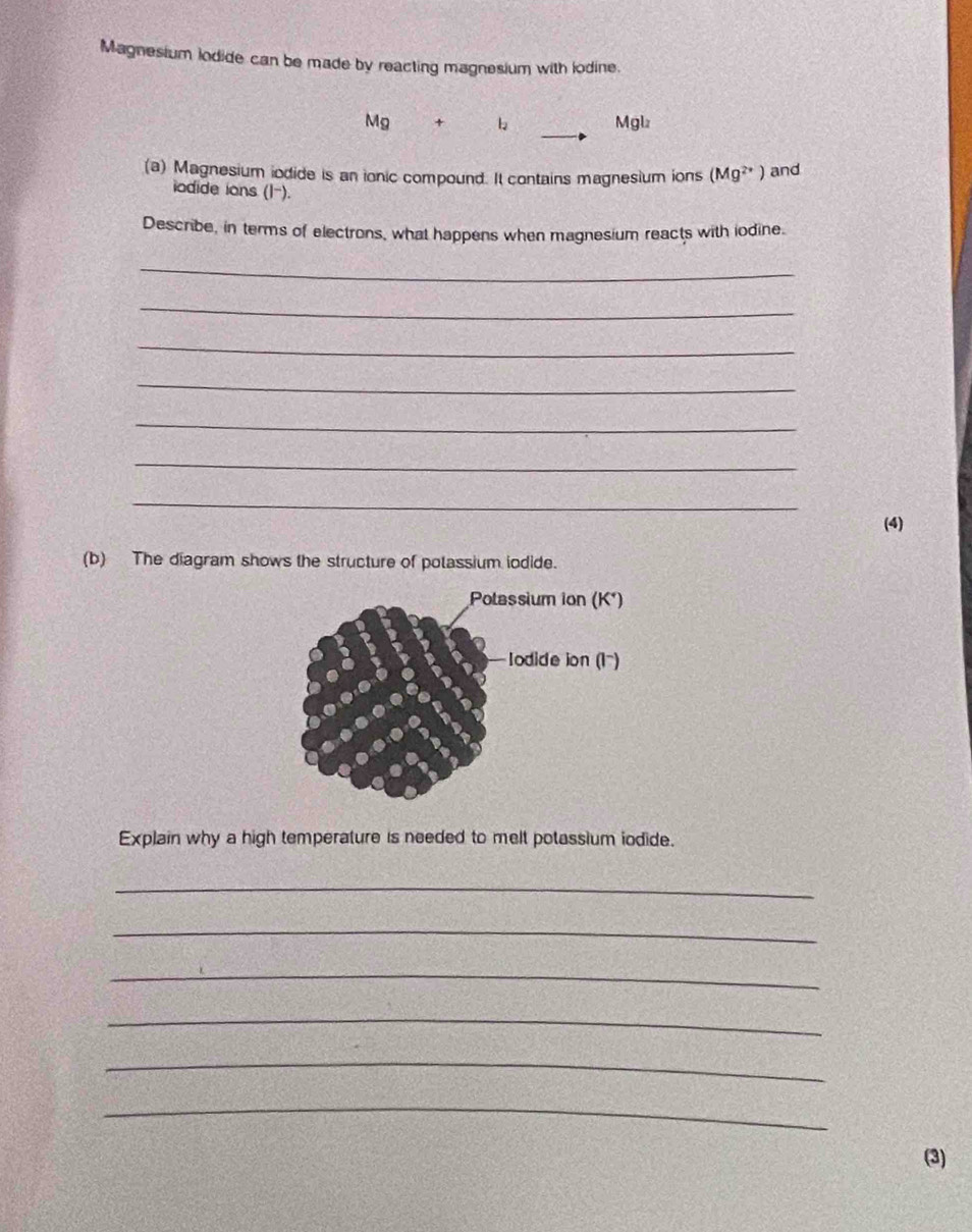 Solved: Magnesium iodide can be made by reacting magnesium with iodine ...
