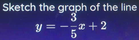 Sketch the graph of the line
y=- 3/5 x+2