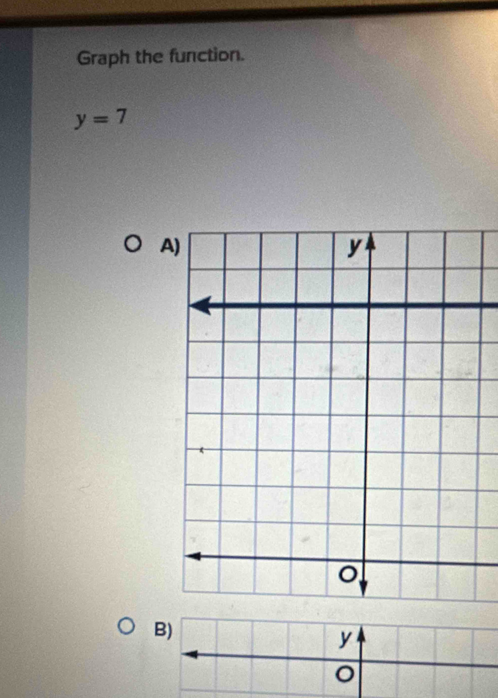 Graph the function.
y=7
A