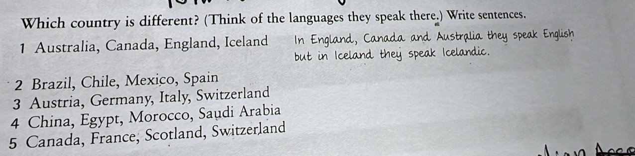 Solved: Which country is different? (Think of the languages they speak ...