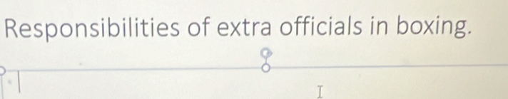 Responsibilities of extra officials in boxing.