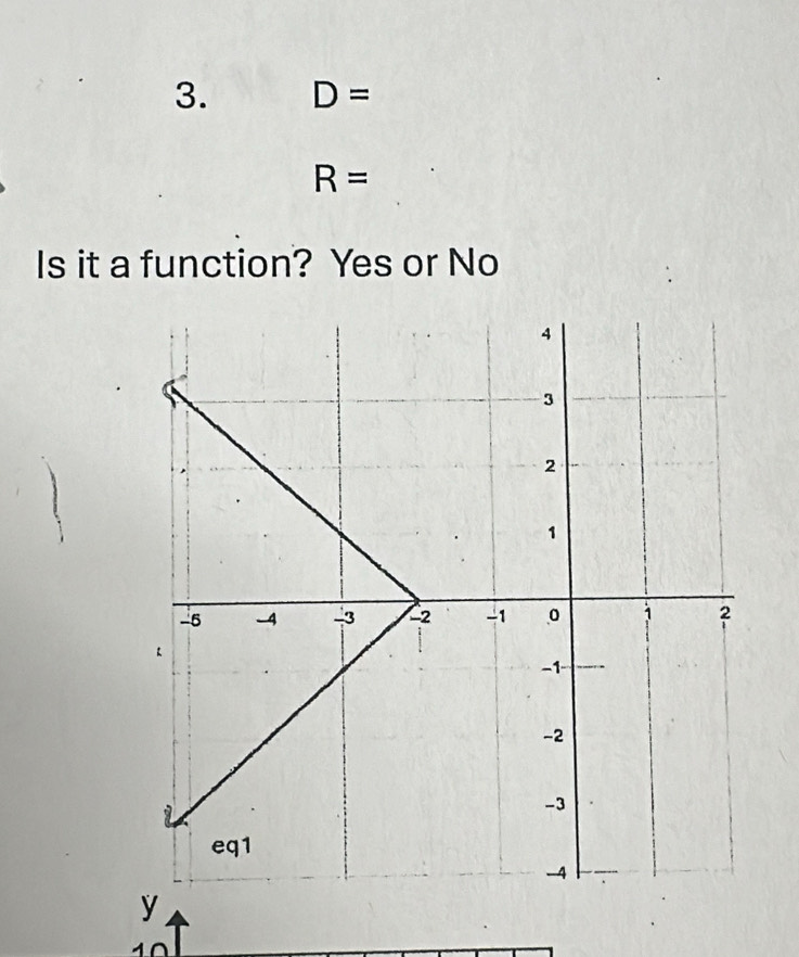 D=
R=
Is it a function? Yes or No
1Ω