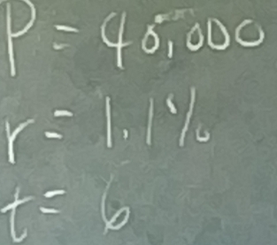 P=45,000
r=1.1%
t=6