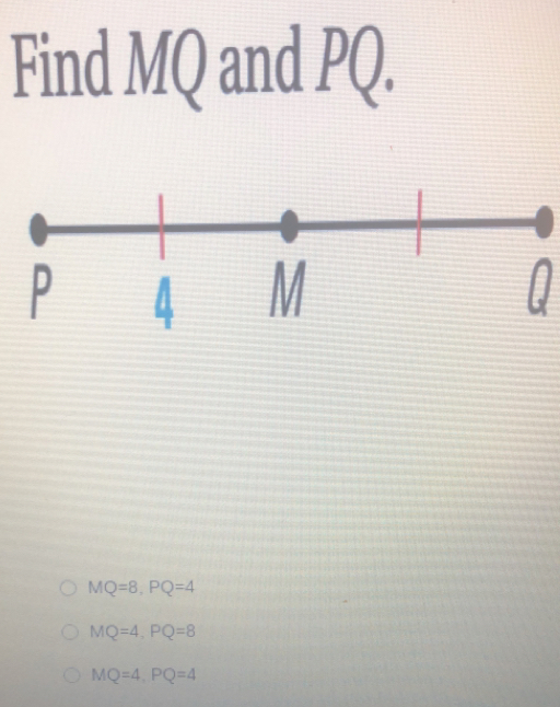 Find MQ and PQ..
MQ=8, PQ=4
MQ=4, PQ=8
MQ=4, PQ=4