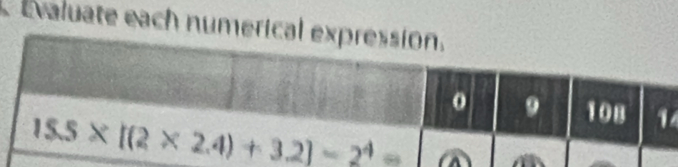 Evaluate each numerical e