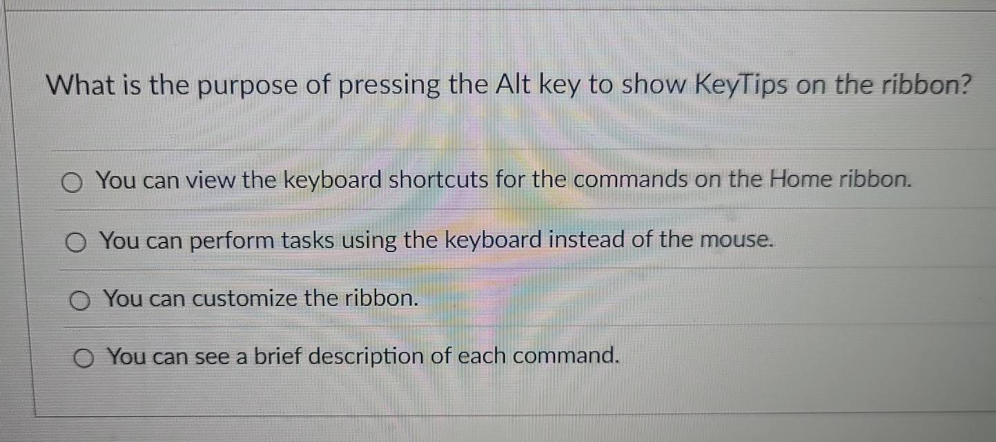 Solved: What is the purpose of pressing the Alt key to show KeyTips on ...
