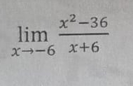 limlimits _xto -6 (x^2-36)/x+6 