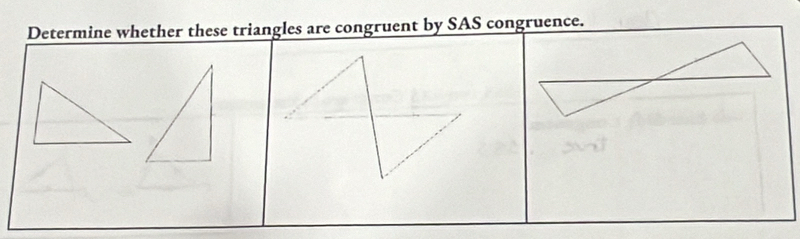 Determine whether these triangles are congruent by SAS congruence.