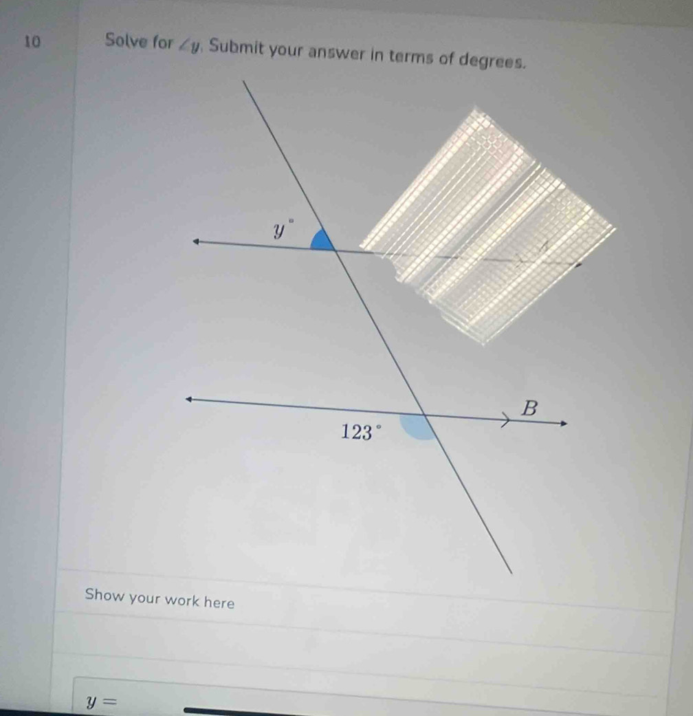 Solve for ∠ y
y=