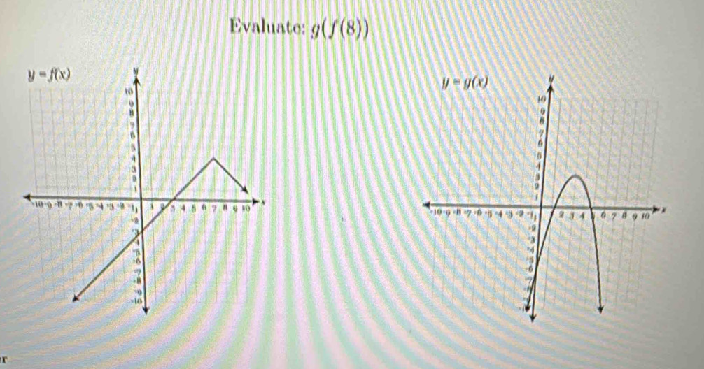 Evaluate: g(f(8))
r