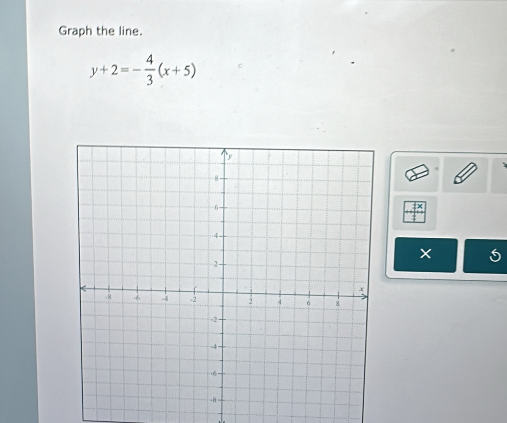 Graph the line.
y+2=- 4/3 (x+5)
、