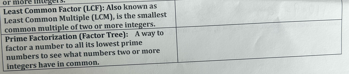 or more integers.