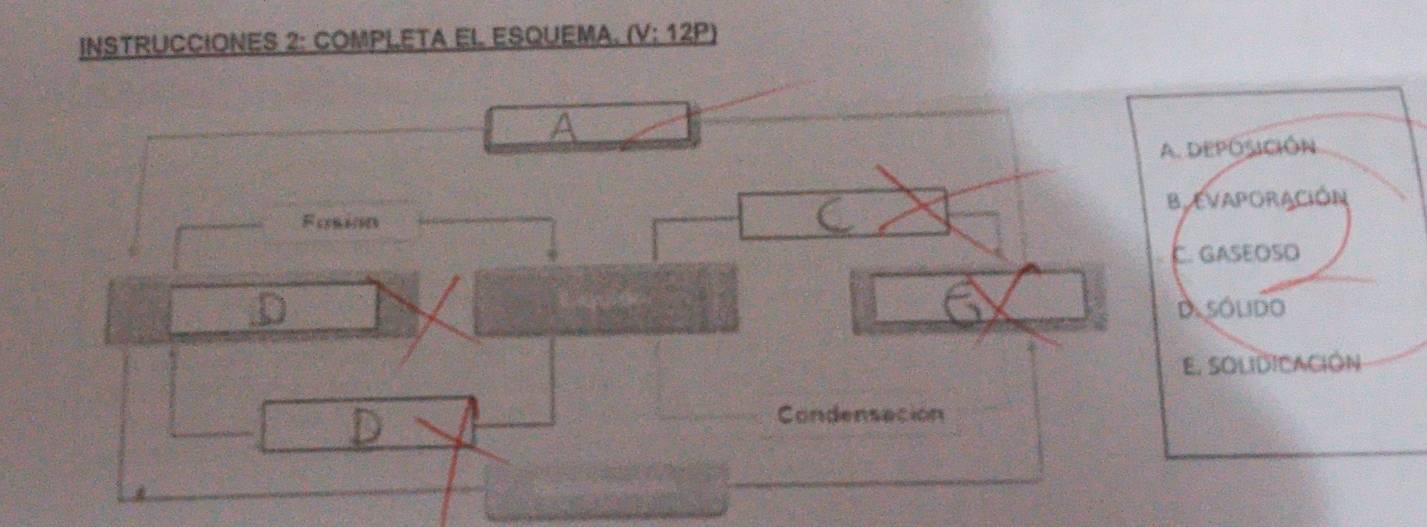 INSTRUCCIONES 2: COMPLETA EL ESQUEMA. (V: 12P) 
a 
Forhm 
Condensación