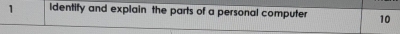 Identify and explain the parts of a personal computer 10