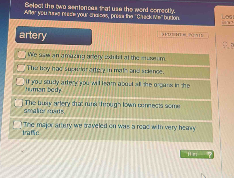 Solved: Select the two sentences that use the word correctly. Les After ...