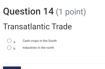 Transatlantic Trade
a Cash crops in the South
b Industries in the north