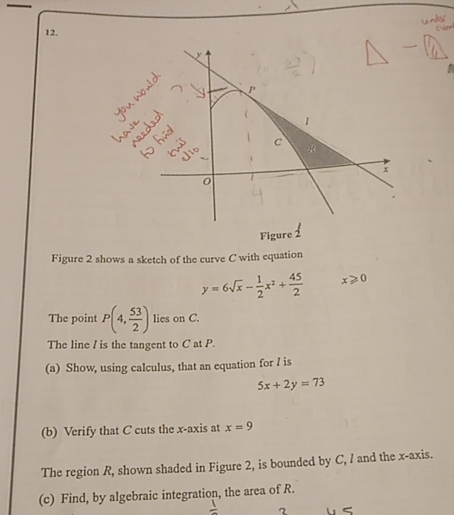 Solved: Undy 12. P 1 c R x 0 Figure 2 Figure 2 shows a sketch of the ...