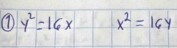 7 y^2=16x
x^2=16y