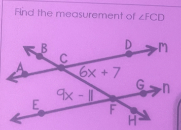 Find the measurement of ∠ FCD