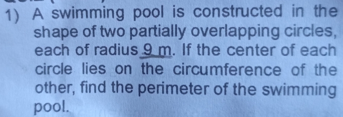 Solved: A swimming pool is constructed in the shape of two partially ...