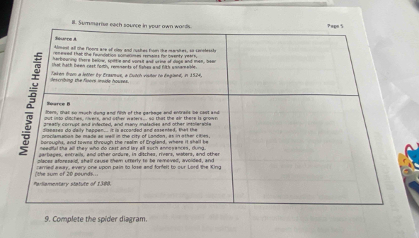 Summa 
9. Complete the spider diagram.