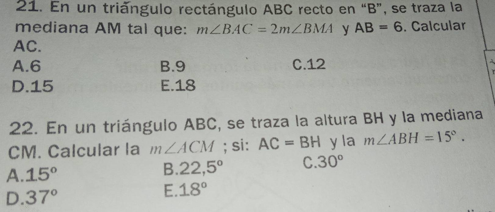 Resuelto:En un triángulo rectángulo ABC recto en “ B ”, se traza la ...