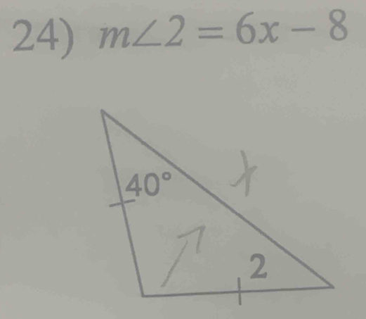 m∠ 2=6x-8