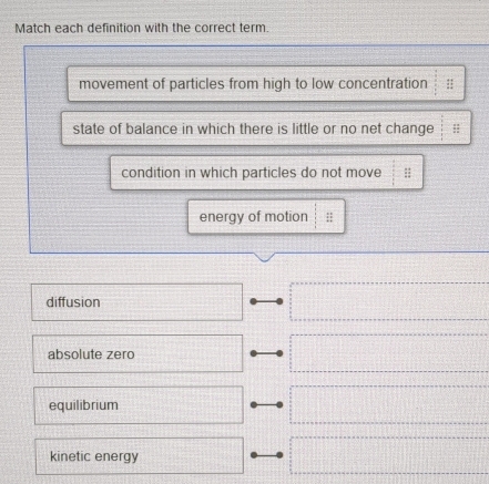 Solved: Match each definition with the correct term. movement of ...