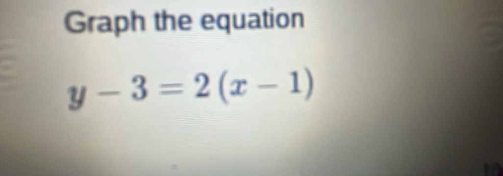 Graph the equation
y-3=2(x-1)