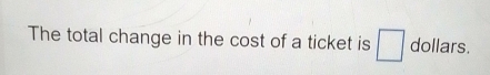 The total change in the cost of a ticket is □ dollars.