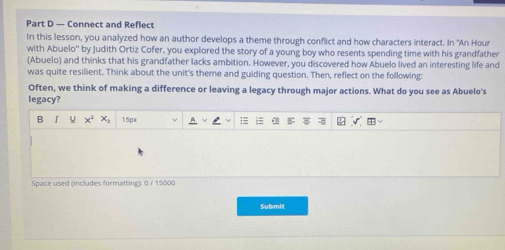 Solved: — Connect and Reflect In this lesson, you analyzed how an ...