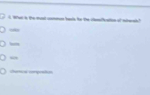 < What in the must commse besis for the clam/ication of mibersh" chercal compostion