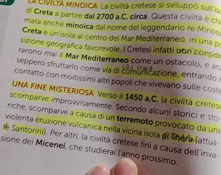 Risolto:LA CIVILTÀ MINOICA La civiltà cretese sí sviluppò sull'ise di ...