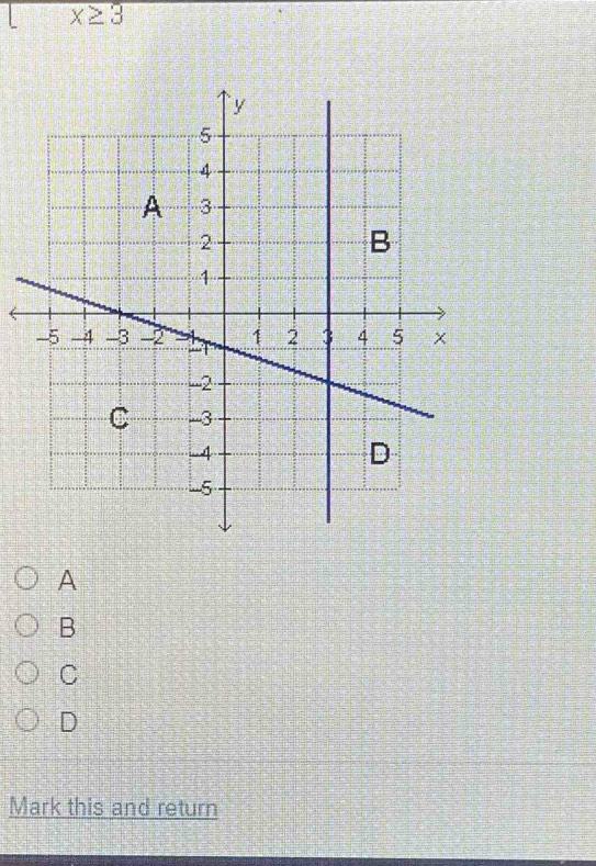 x≥ 3
A
B
C
D
Mark this and return